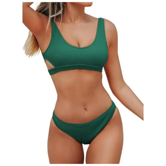 **CUPSHE** Women's Bikini Set Two Piece Swimsuits Med NWOT Emerald - Picture 6 of 8